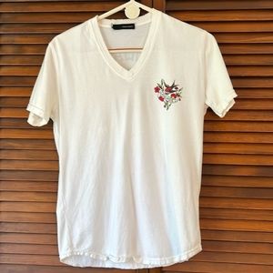 DSquared2 Men Short Sleeve V-neck Graphic Logo T-shirt White Hula Aloha S